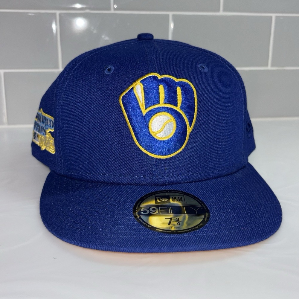 New Era 59FIFTY Milwaukee Brewers 2017 Alt Royal Blue Fitted Hat Cap 7 3/4